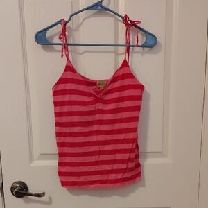 Size Large Ella Moss Pink & Red Striped Women's Tank Top
